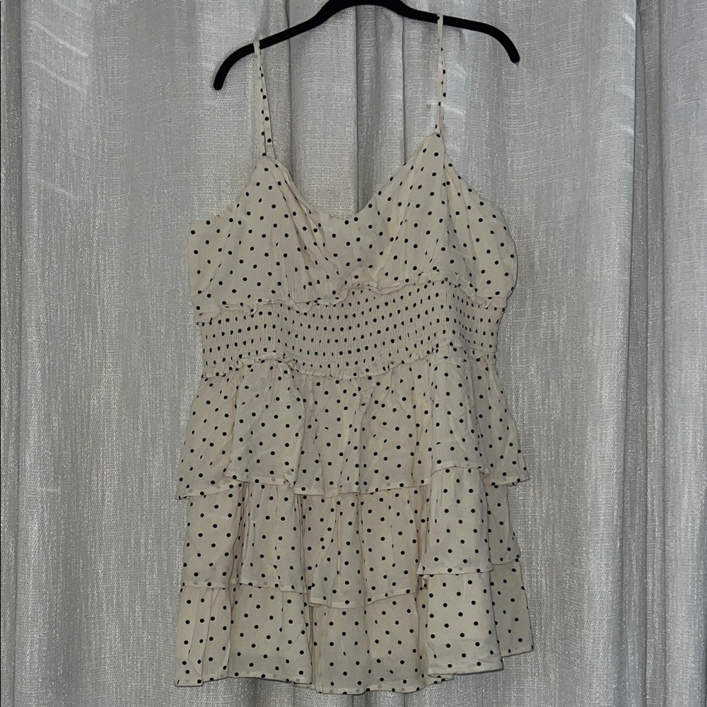 American Eagle Outfitters Cream Polka Dot Mini Dress